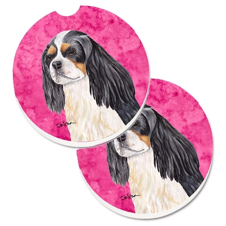 Carolines Treasures Pink Cavalier Spaniel Set of 2 Cup Holder Car Coaster SC9120PKCARC